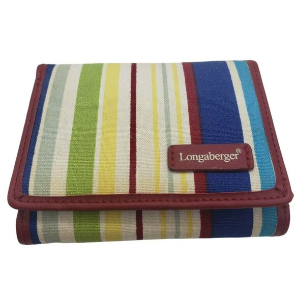 Longaberger Homestead Summertime Striped Sunny Day Checkbook Wallet Set USA Red - Picture 2 of 12